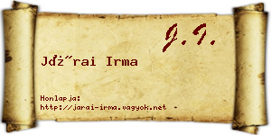Járai Irma névjegykártya